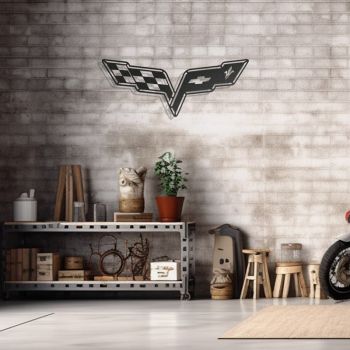 Décoration murale en métal -  Logo Corvette